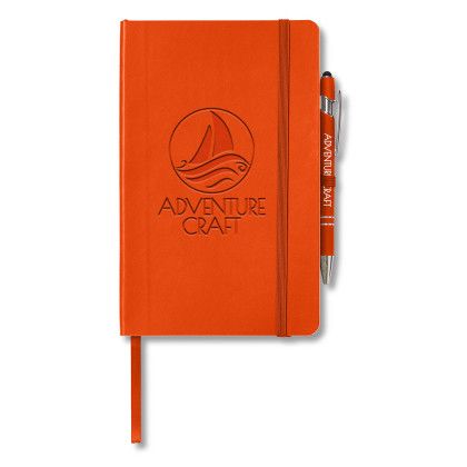 Custom CORE365 Soft Cover Journal And Pen Set - Campus Orange