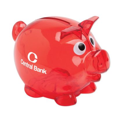 Custom Small Piggy Bank - Translucent Red