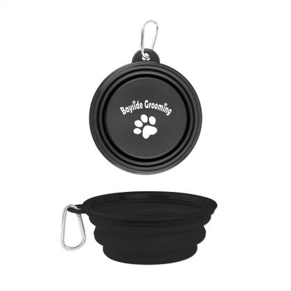 Custom Silicone Collapsible Drink Bowls - Black