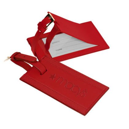 Custom Leeman Majestic Leather Luggage Tag - Red