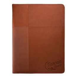 Custom Leeman Duo-Textured Tuscany Padfolio - Tan