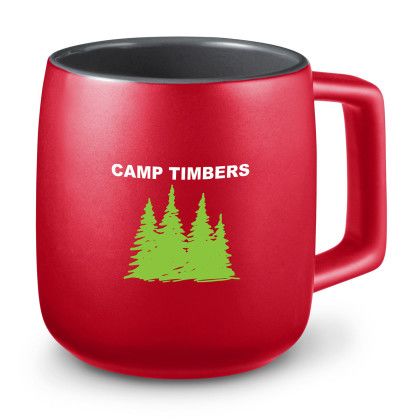 15 oz Geo Square Handle Ceramic Mug - Red