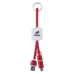 Slide Charging Cables On Key Ring with Logo