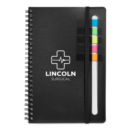 Semester Spiral Notebook With Sticky Flags - Black