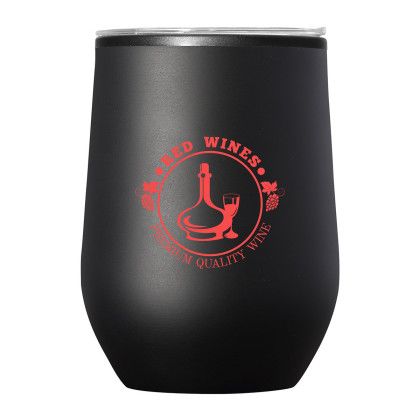 Custom 12 oz Budget Stemless Wine Tumbler With Lid - Black Custom 12 oz Budget Stemless Wine Tumbler With Lid - Black