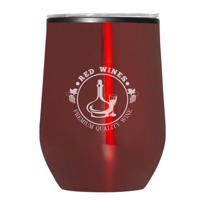 Custom 12 oz Budget Stemless Wine Tumbler With Lid - Red