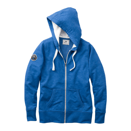 Custom Women's Sandylake Roots73 French Terry Full Zip Hoodie - Baltic Blue Heather - Front