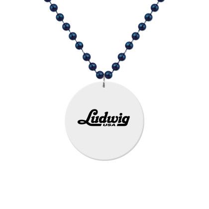 Custom White Medallion Beads - Navy Blue