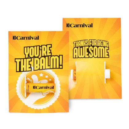 Custom UVA and UVB Lip Balm with Full Color Custom Card - Front and Back Custom UVA and UVB Lip Balm with Full Color Custom Card - Front and Back