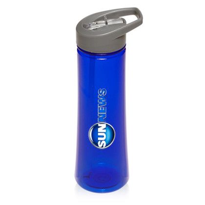 Custom 22 oz. Plastic Sports Water Bottles with Drink Spout - Blue