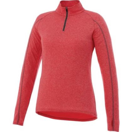 Women's TAZA Performance Knit Quarter Zip with Thumb Holes - Team Red Heather - Front