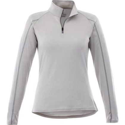 Women's TAZA Performance Knit Quarter Zip with Thumb Holes - Silver Heather - Front