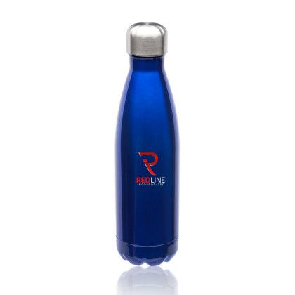 Custom 17oz Stainless Steel Levian Cola Shaped Bottles - Blue