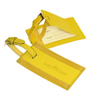 Custom Leeman Majestic Leather Luggage Tag - Yellow