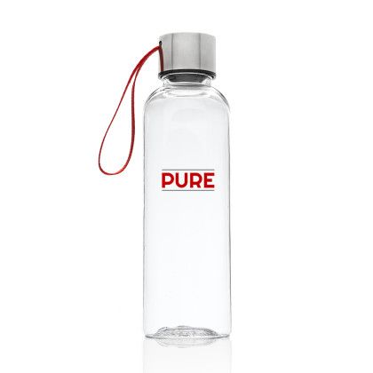 Custom 17 oz. Genie Plastic Water Bottle with Strap - Red