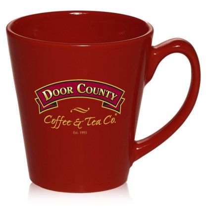 Custom 12 oz. Glossy Ceramic Latte Custom Coffee Mugs - Maroon