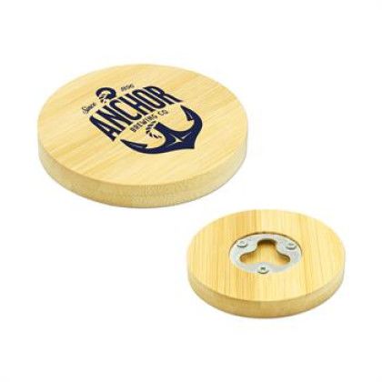 Custom Bamboo Coaster Bottle Opener