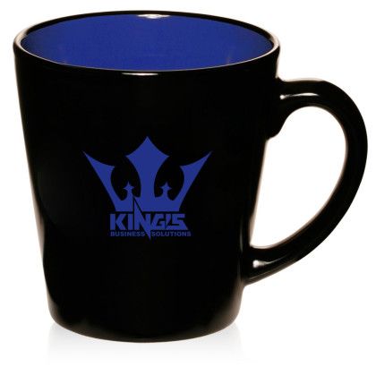 12 oz. Two-Tone Latte Custom Mugs  - Royal Blue