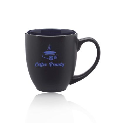 Custom 16 oz. Bistro Two-Tone Ceramic Custom Mugs - Cobalt Blue