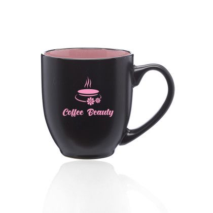 Custom 16 oz. Bistro Two-Tone Ceramic Custom Mugs - Pink