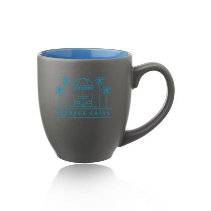 Custom 16 oz. Pop Out Bistro Two Tone Coffee Mugs - Light Blue