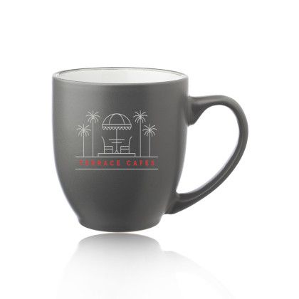 Custom 16 oz. Pop Out Bistro Two Tone Coffee Mugs - White