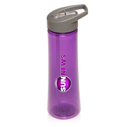 Custom 22 oz. Plastic Sports Water Bottles with Drink Spout - Purple