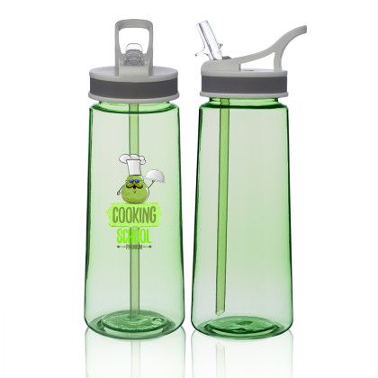 Custom 22 oz. Sports Water Bottles With Straw - Green Custom 22 oz. Sports Water Bottles With Straw - Green