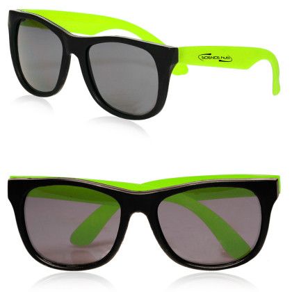 Two Tone Plastic Sunglasses - Black with Green