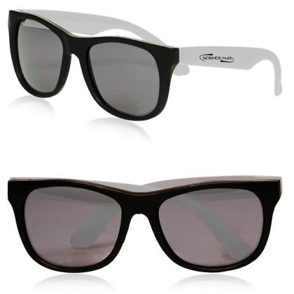 Two Tone Plastic Sunglasses - Black with White