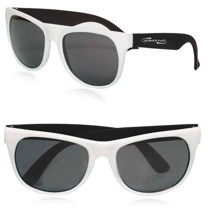 Two Tone Plastic Sunglasses - White with Black