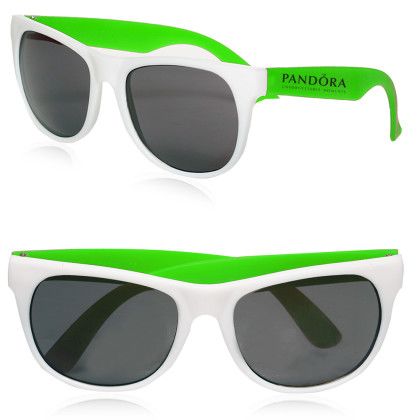 Two Tone Plastic Sunglasses - White with Green