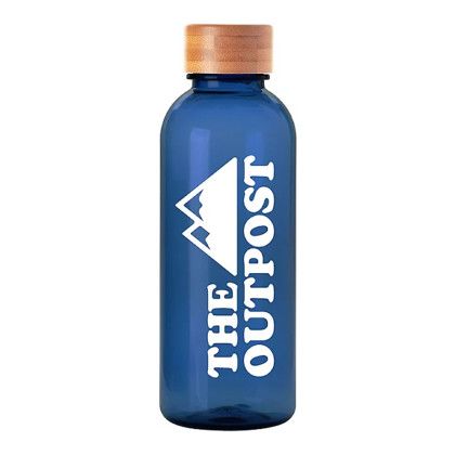 Custom Access rPET Bottle W Bamboo Lid 20 oz = Blue