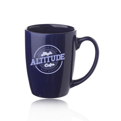 Custom 12 oz. Curved Java Custom Coffee Mugs - Cobalt Blue