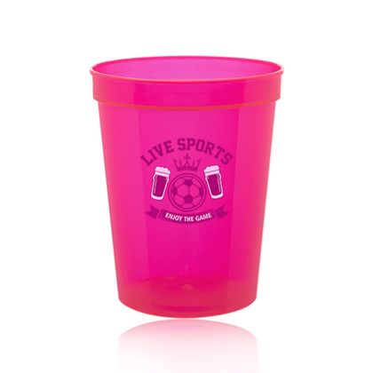 16 oz. Reusable Plastic Stadium Cups - Neon Pink