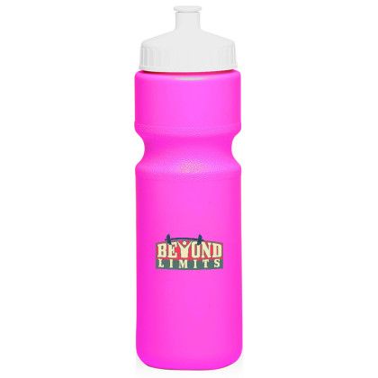 28 oz. Push Cap Plastic Water Bottles  - Neon Pink (Extra Charge for Full Color Imprint)