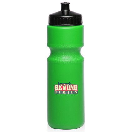 28 oz. Push Cap Plastic Water Bottles  - Neon Green (Extra Charge for Full Color Imprint)