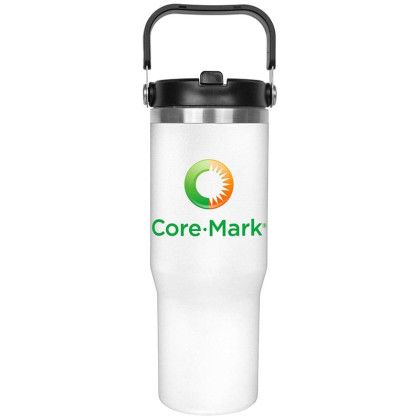 Custom 30oz. Stainless Steel Insulated Mug with Handle - White