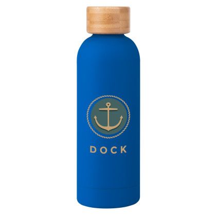 Custom 17 Oz. Blair Stainless Steel Bottle With Bamboo Lid - Blue