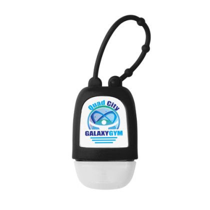 Custom Hand Sanitizer with Silicone Strap - Black Custom Hand Sanitizer with Silicone Strap - Black