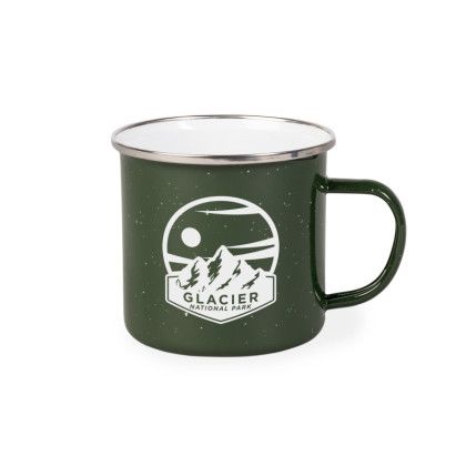 Custom Enamel 16 oz Camping Mug - Green