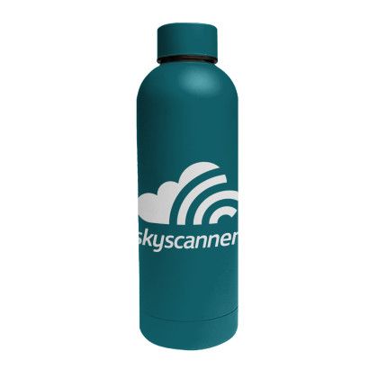 Custom 17 Oz Double Wall Stainless Steel Bottle With a Rubberized Finish - Dark Teal