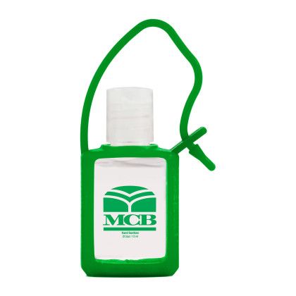 Custom Travel Sanitizer With Adjustable Silicone Strap - Green Custom Travel Sanitizer With Adjustable Silicone Strap - Green