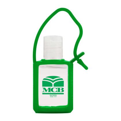 Custom Travel Sanitizer With Adjustable Silicone Strap - Green