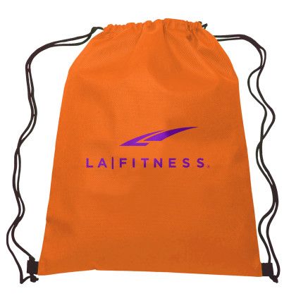 Custom 13"W X 16 1/2"H Drawstring Non-woven Bag - Orange