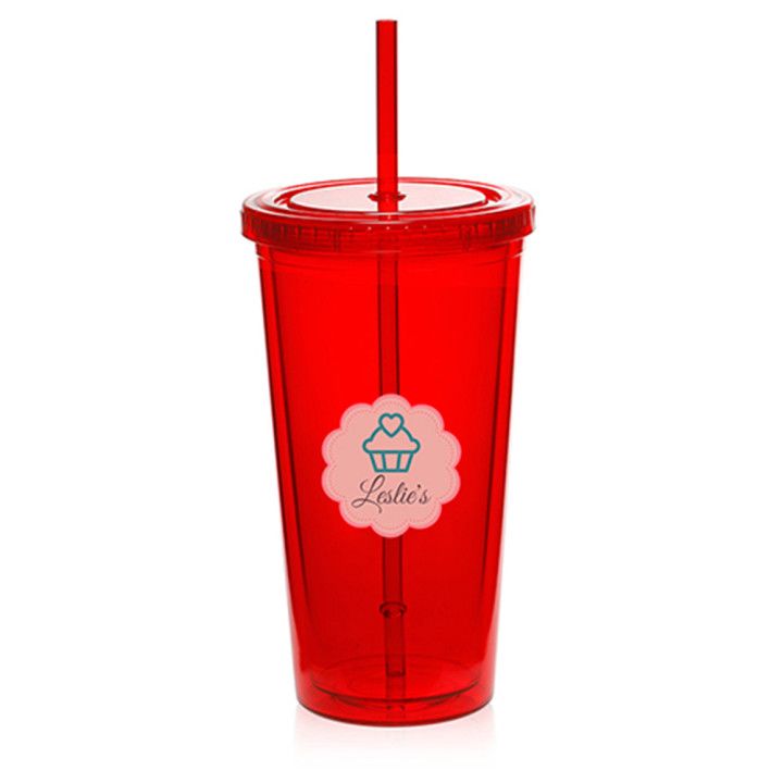 Customized 20 oz. Double Wall Acrylic Tumblers With Straws
