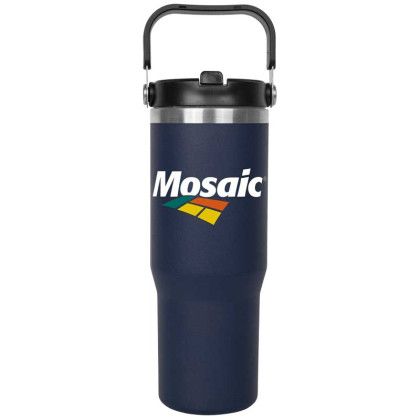 Custom 30oz. Stainless Steel Insulated Mug with Handle - Navy Blue