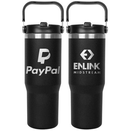 Custom 30oz. Stainless Steel Insulated Mug with Handle - Black