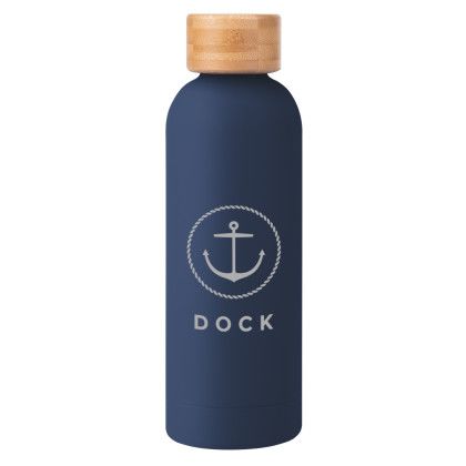 Custom 17 Oz. Blair Stainless Steel Bottle With Bamboo Lid - Navy