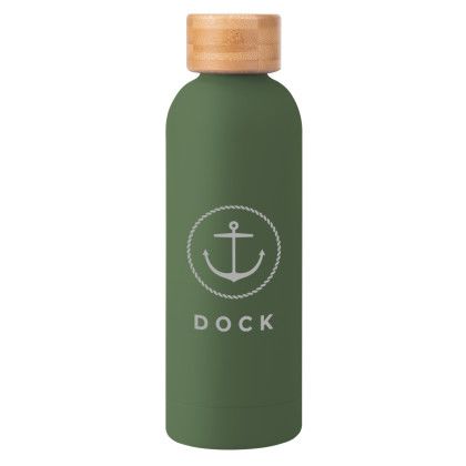 Custom 17 Oz. Blair Stainless Steel Bottle With Bamboo Lid - Olive